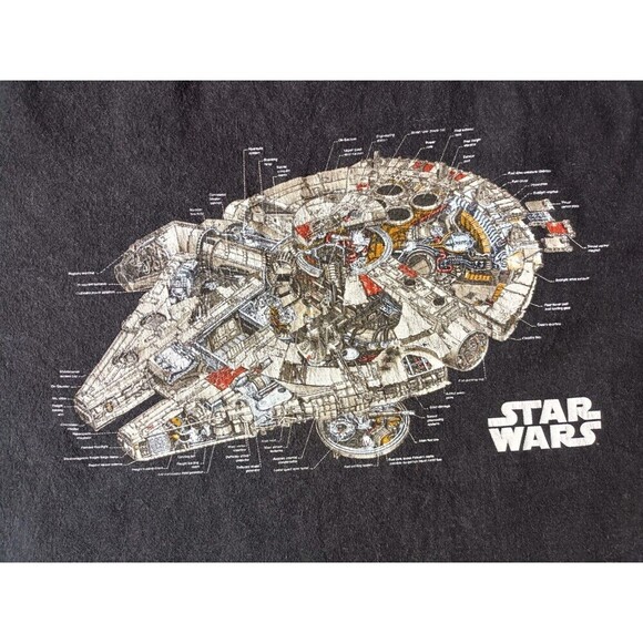Star Wars Millennium Falcon Ship T-Shirt Men's XL Black Short Sleeve - Picture 2 of 6
